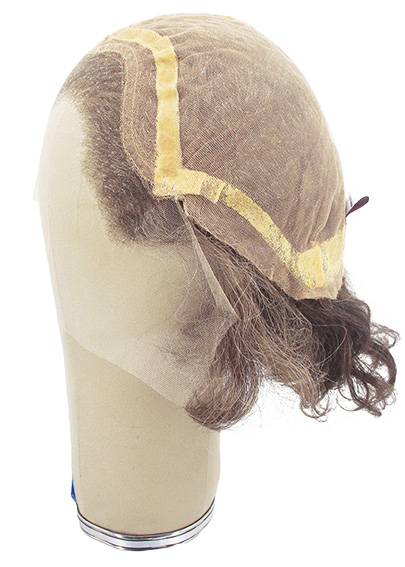 Man Wig, 100% Hantied in Theatre Lace, Synthetic Hair 18cm (50gr), color Grey