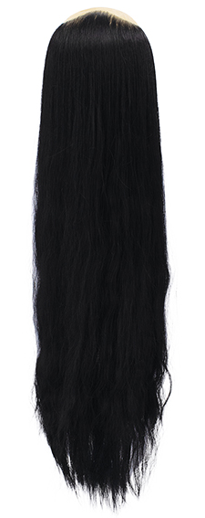 Custom Bald Wig on PU, 100% Hantied, Synthetic hair 70-75cm (192gr) color Black