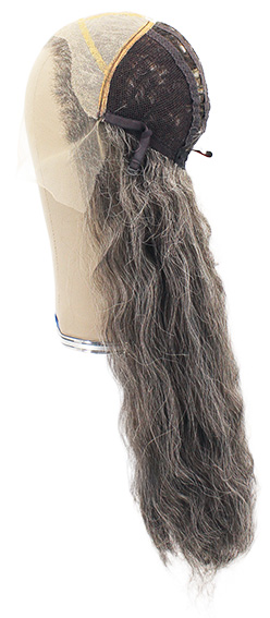 Woman Wig, Back wefted Front Hantied in Theatre Lace, Synthetic Hair 62cm (221gr), color Grey
