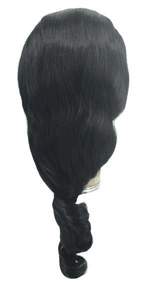 Woman Wig, Back wefted front hantied in Theatre Lace front, Synthetic Hair (180gr),style, color Black