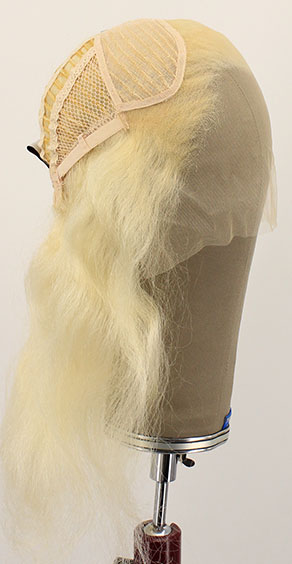 Woman Wig, Back wefted Front Hantied  in Theatre lace, Yak Hair 40cm (114gr), color White