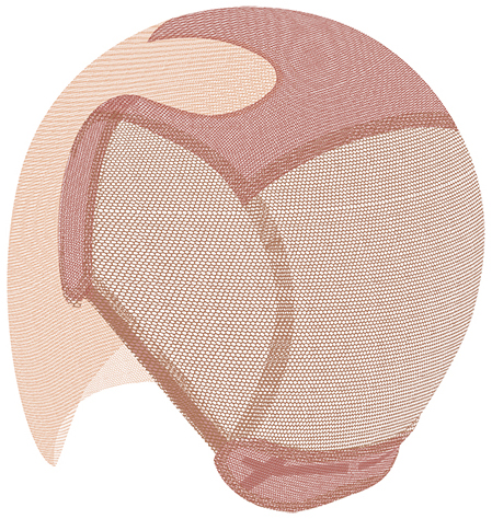 ATB Mesh-Net-Montur mit Scheitel links, Film-Ansatztüll
