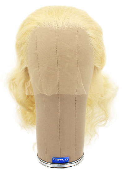 Woman Wig, 100% Handtied in Theatre Frontlace, Human Hair, 13.78-17.7inch(35-45cm), Medium Blonde