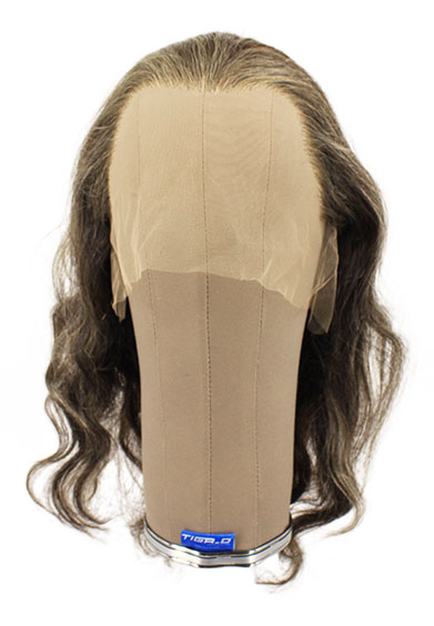 Damenperücke, 100% Handgeknüpft in Theater Ansatztüll, Echthaar, 36-40cm (14-15.7inch),   Dunkel Tritone