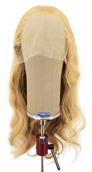 Damenperücke, 100% Handgeknüpft in Theater Ansatztüll, Echthaar, 50cm/19inch, Mittel Blond
