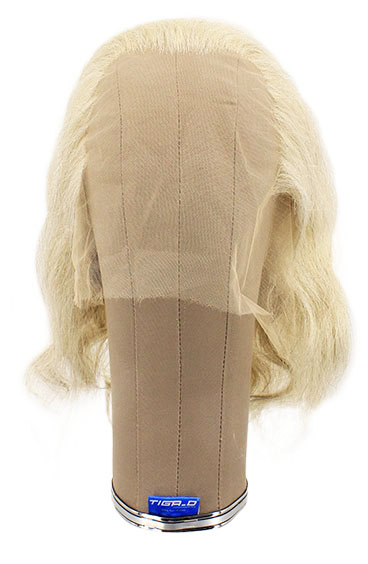 Damenperücke, 100% Handgeknüpft in Theater Ansatztüll, Büffelhaar, 25cm/9.8inch Tritone Hell Grau