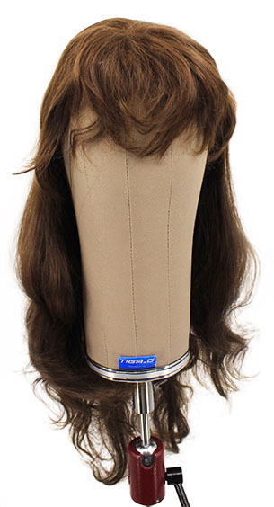 Damenperücke, Hinterkopf, Ansatzhandgeknüpft mit Bänderansatz, Echthaar, 16-49cm (6-19Inch),  Dunkelbraun