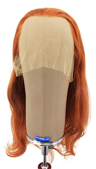 Woman Wig, Back Wefted Front Handtied in Theatre Frontlace, Human Hair,  17-18inch(45-47cm), Orange