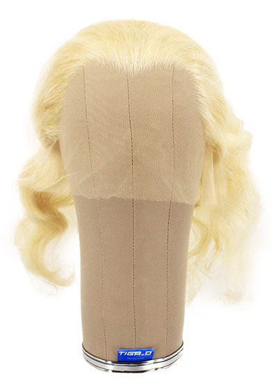 Damenperücke, Hinterkopf, Ansatzhandgeknüpft in Theater Ansatztüll, Büffelhaar, 28-37cm(11-14inch), Hell Blond