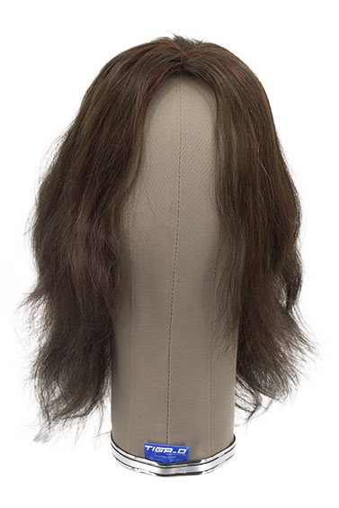 Woman Wig, Back Wefted Top Hantied in Hard Front, Human Hair, 11inch/29cm, Dark Brown Red