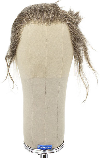 Man Wig, 100% Handtied in Theatre Frontlace, Human Hair, 5.9inch/15cm,  Brown Grey