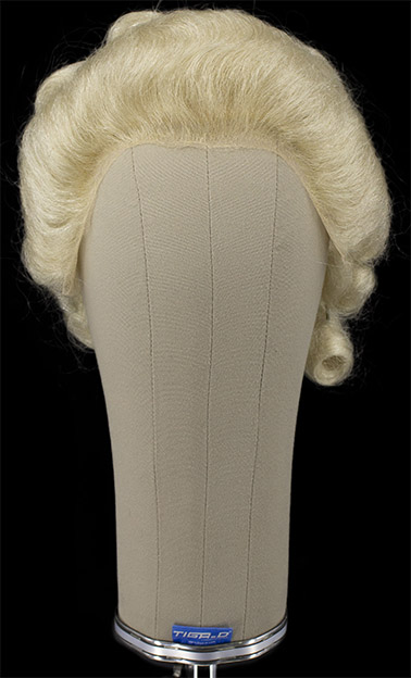 Damenperücke, Hinterkopf, Ansatzhandgeknüpft in Theater Ansatztüll, Büffelhaar, Styled, Hell Perlblond