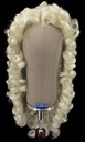Herrenperücke, Hintekopf, Ansatzhandgeknüpft in Theatertüll, 3pcs Roco-Seitenteile, Büffelhaar, Styled, Mittelgrau
