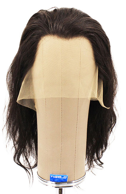 Damenperücke, 100% Handgeknüpft in Theatre Ansatztüll, Echthaar, 34cm/13.38inch, Dunkelbraun