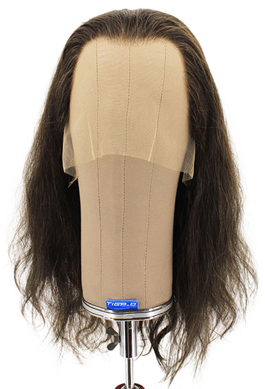 Woman Wig, 100% Handtied in Theatre Frontlace, Human Hair, 13.4-16.9inch(34-43cm), Dark Grey