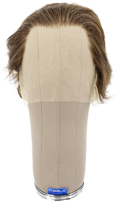 Man Wig, 100% Handtied in Theatre Lace, Human Hair, 1.81-4.3inch(3-11cm),  Brown Grey