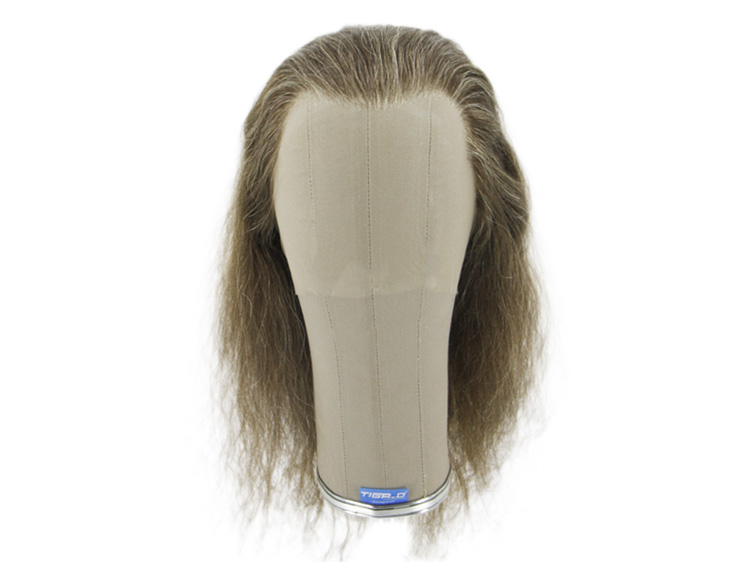Filmperücke mit Tüllansatz 100% handgeknüpft - Eurohaar, 40-45 cm, #Braun-Grau 