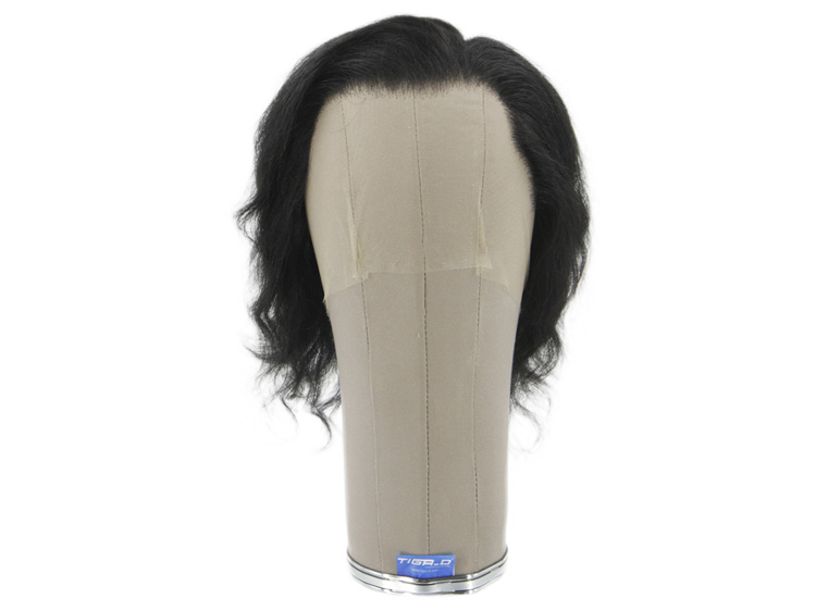 Filmperücke mit Tüllansatz 100% handgeknüpft - Eurohaar, 15-20cm, Schwarz