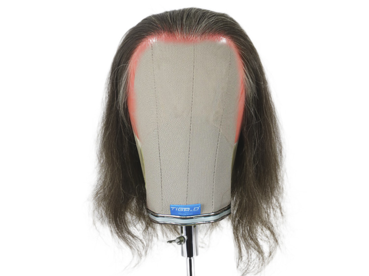 ATB Filmperücke 100% handgeknüpft mit Tüllansatz - EuroHaar 20-30cm Dunklebraun Grau