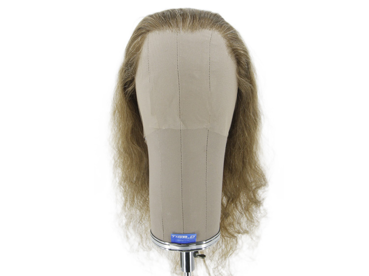 Film Lacefront Wig 100% handtied - Euro Hair, Ø 57.9cm, Length:39.8cm - 45cm, Dark Brown Grey