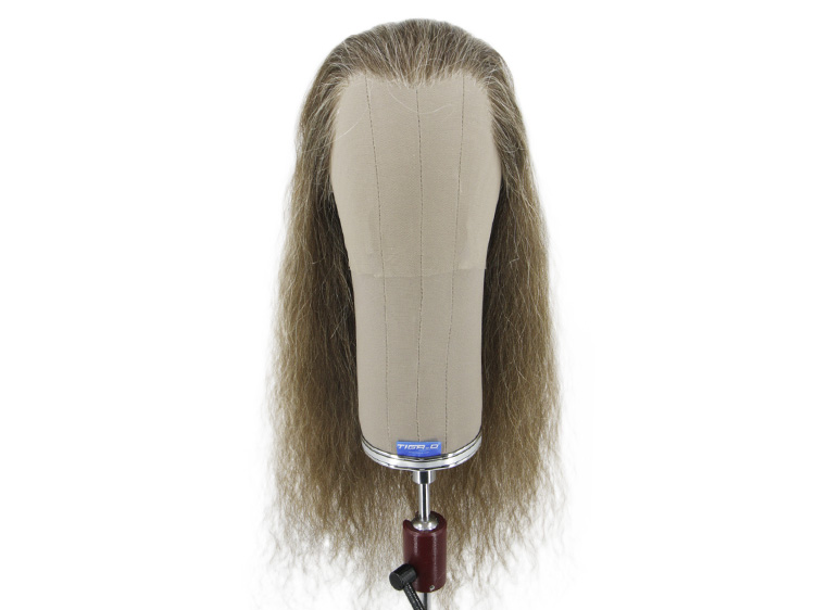 Film Lacefront Wig 100% handtied - Euro Hair,ø58cm ,Hair Length: 55-60cm, Dark  Brown Grey