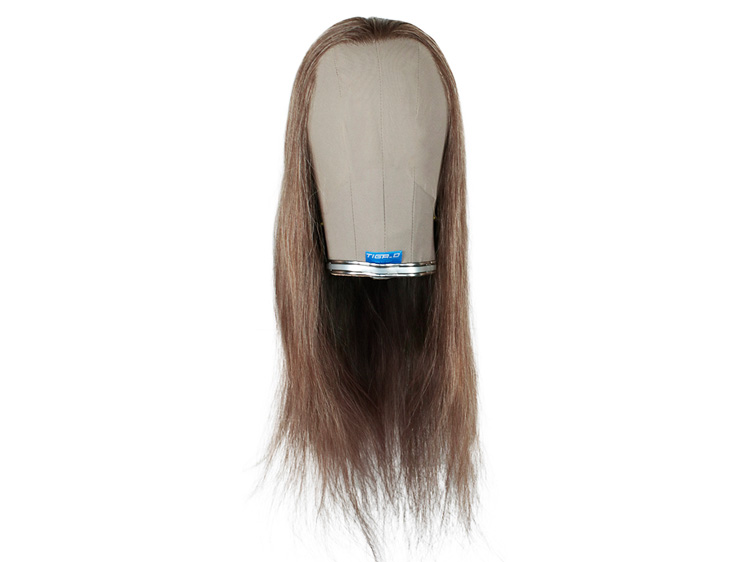 Film Lacefront Wig 100% handtied - Euro hair,⌀58cm,Hair Length: 55cm Brown-Grey