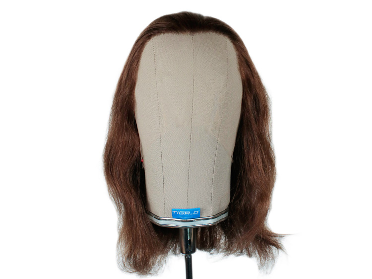 Film Lacefront  Woman Wig 100% handtied - European hair, 16inch Dark Brown