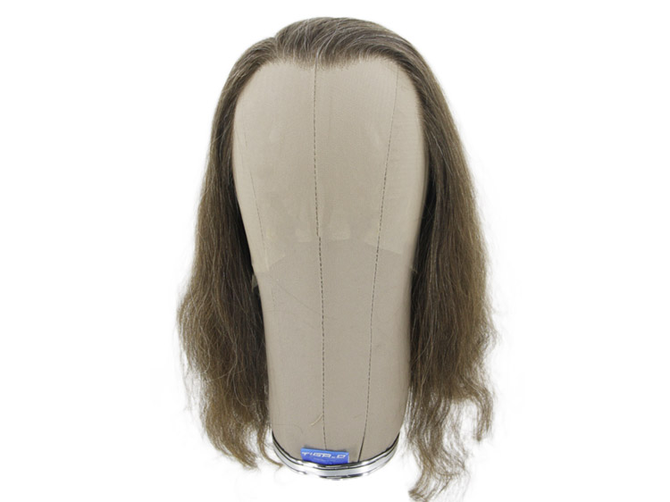 Film Lacefront  Wig 100% handtied - European hair, 15.7inch Dark Brown Grey