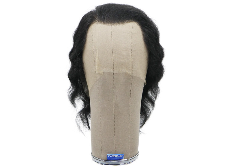 Film Lacefront Wig 100% handtied, European Hair,ø59cm,Hair Length:14cm-19cm,   Black 