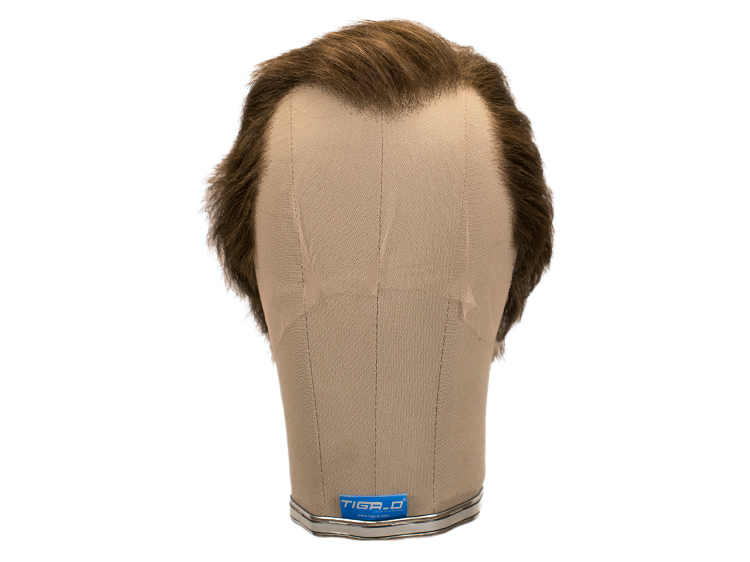 ATB men's film wig, braided with kn. Parting left 100% synthetic hair Ø59cm, brown