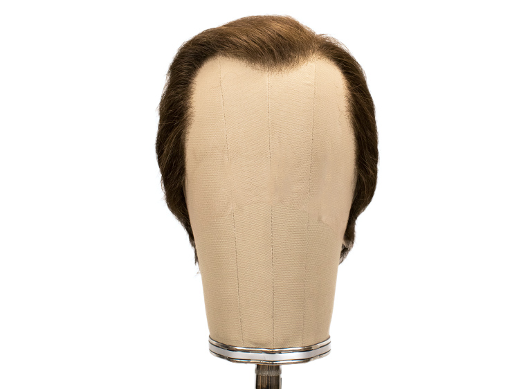 ATB men's film wig, braided with kn. Parting left 100% synthetic hair Ø59cm, brown