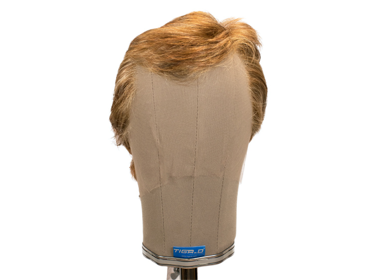 ATB men's film wig, braided with kn. Parting left 100% synthetic hair Ø59cm, M`blond with streak