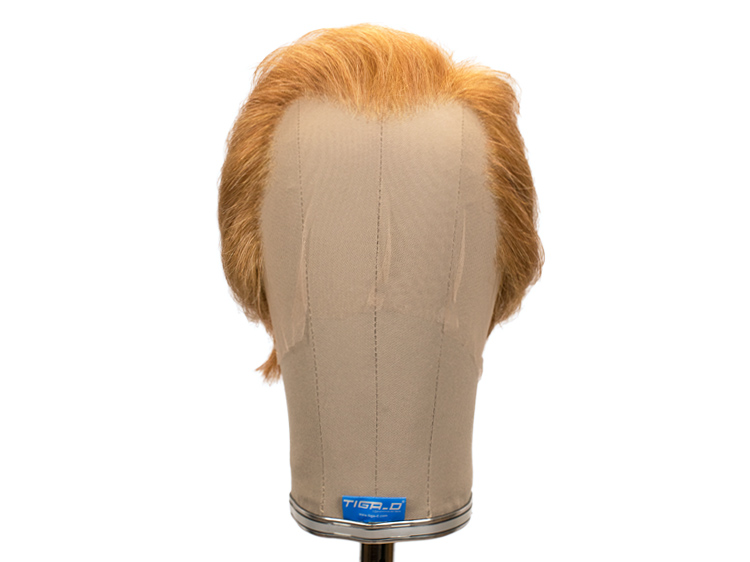 ATB men's film wig, braided with kn. Parting left, 100% synthetic hair ø59cm, copper with strand