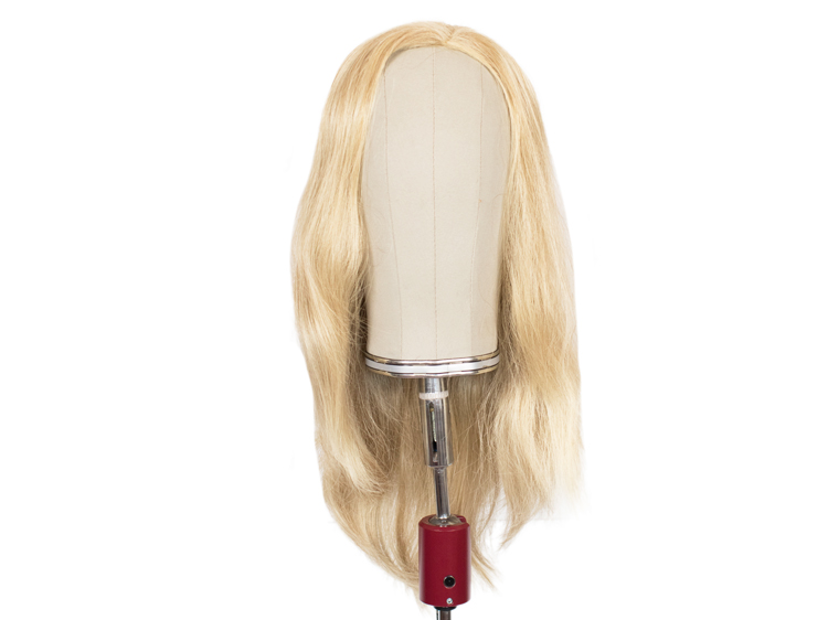 Theaterperücke 100% tressiert mit Bänderansatz. Scheitel links handgeknüpft - Kunsthaar 30cm Blond