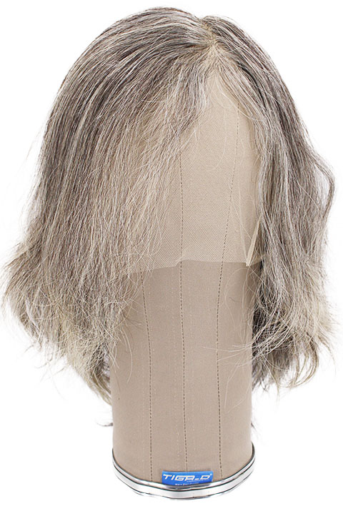 ATB Film Lacefront Woman Wig 100% Handtied  – ⌀57cm,Euro Hair,25cm-30cm,Tritone Medium Grey