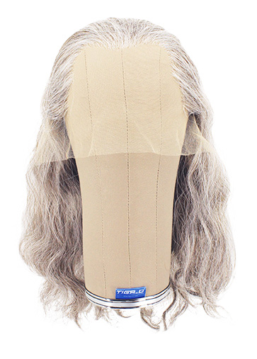 Woman Wig, 100% Hantied in Theatre lace, Synthetic Hair 45cm (82gr), color Grey