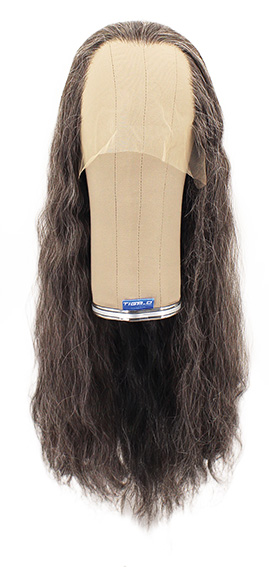 Woman Wig, Back wefted Front Hantied in Theatre Lace, Synthetic Hair 62cm (221gr), color Grey