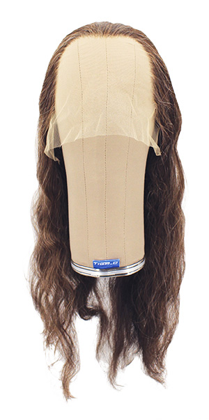Woman Wig, 100% Hantied in Theatre Lace, Synthetic Hair 46-60cm (190gr), color Dark Grey