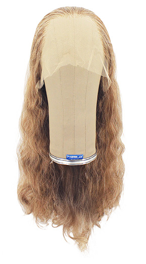 Woman Wig, Back wefted Front Hantied in Theatre Lace, Synthetic Hair 60cm (186gr), color Light Grey Brown