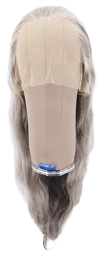 Woman Wig, Back wefted Front Hantied in Theatre Lace, Synthetic Hair 59-70cm (160gr), color Grey