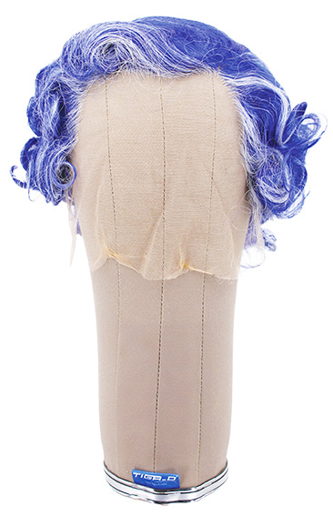 Man Wig, Back wefted Front Hantied in Termo Lace, Synthetic Hair 17cm (95gr), color Custom Blue