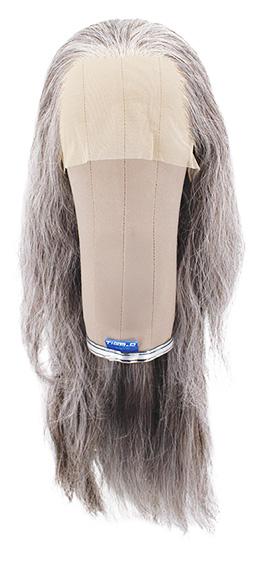 Woman Wig, Back wefted Front Hantied in Theatre China Lace, Synthetic Hair 45-61cm (202 gr), color Grey