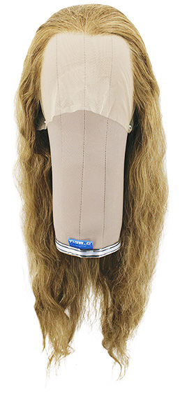 Woman Wig, 100% Hantied in Theatre China Lace, Synthetic Hair 66cm (185gr), color Light Brown