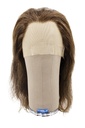 Woman Wig, 100% Hantied in Theatre China Lace, Human Hair 17-26cm (162gr), color Brown 