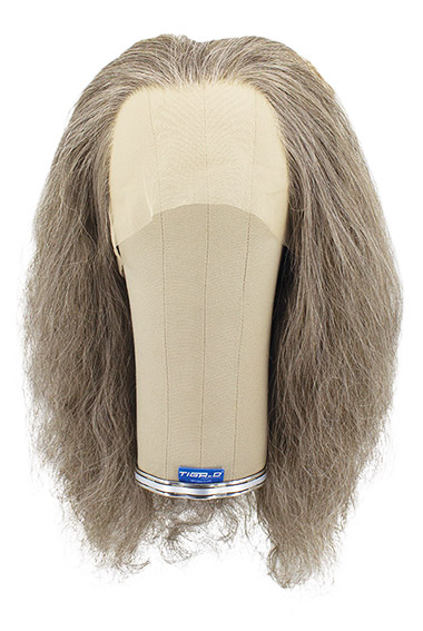 Woman Wig, 100% Hantied in Theatre China Lace, Synthetic Hair 38-42cm (141gr), color Grey
