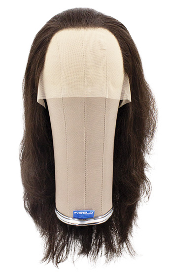 Woman Wig, Back wefted Front Hantied in Theatre Lace, Synthetic Hair 33-43cm (145gr), color Dark Brown
