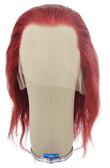 Woman Wig, 100% Hantied in Theatre Lace, Human Hair 27cm (116gr), color Medium Burgandy