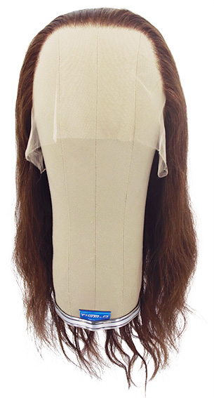 Woman Wig, 100% Hantied in Theatre Lace, Human Hair 45cm (117gr), color Dark Brown