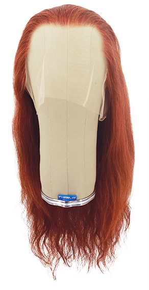 Woman Wig, 100% Hantied in Theatre Lace, Human Hair 45cm (135gr), color Red Brown