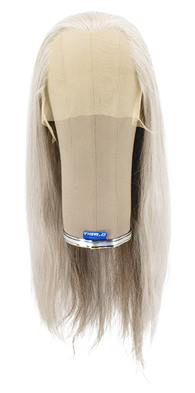 Woman Wig, 100% Hantied in Theatre Lace front, Synthetic Hair 55cm (152gr), color Grey